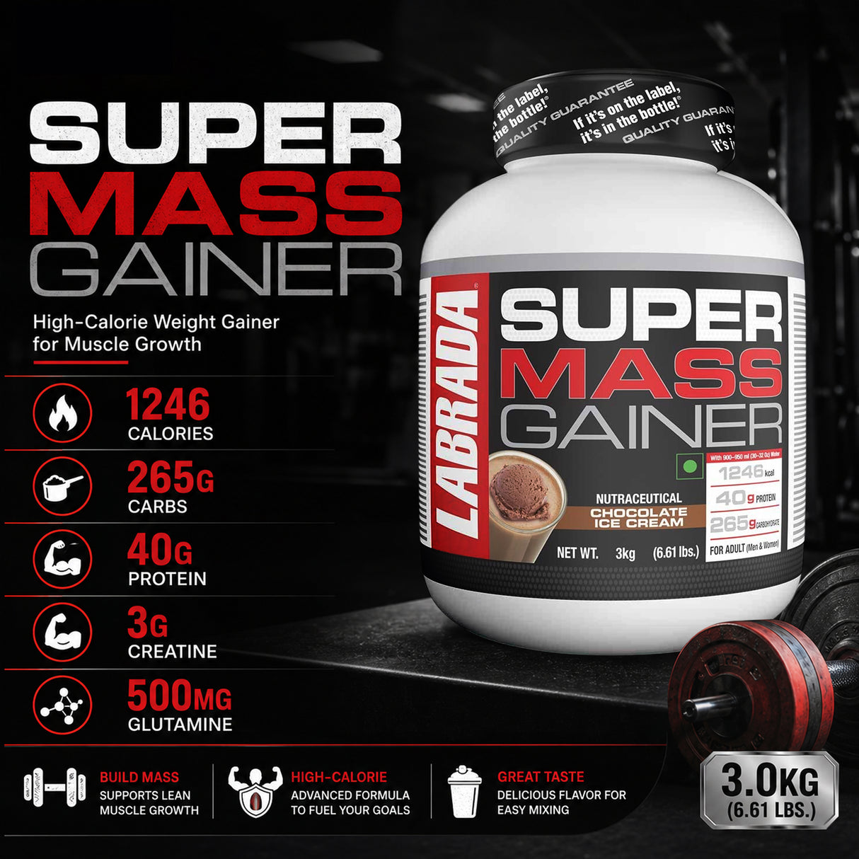 Labrada Super Mass Gainer | High-Calorie Weight Gainer for Muscle Growth