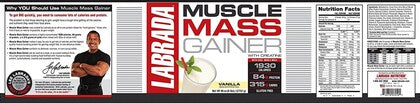 Labrada Nutrition Vanilla Muscle Mass Gainer Health Supplement with Creatine 6 lbs