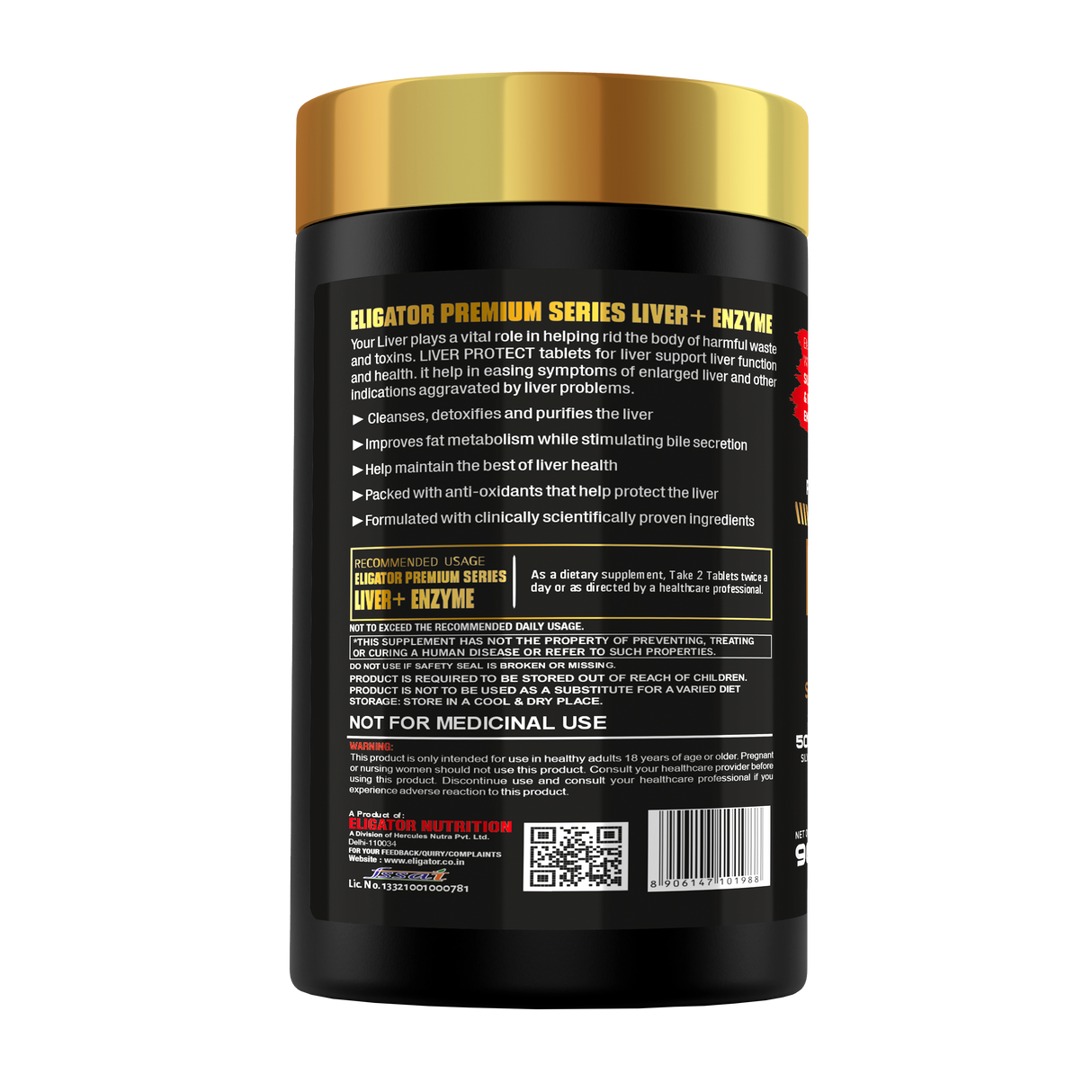 Eligator Premium Series Liver + Enzyme 90 Tablets 45 servings