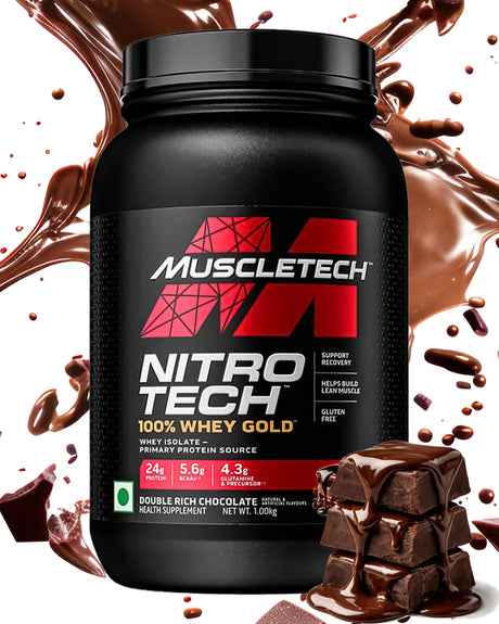 Muscletech Nitro Tech 100% Whey Gold, Double Rich Chocolate