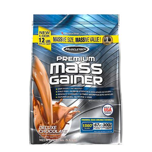 MuscleTech 100 percent Premium Mass Gainer Chocolate, 12 lbs.