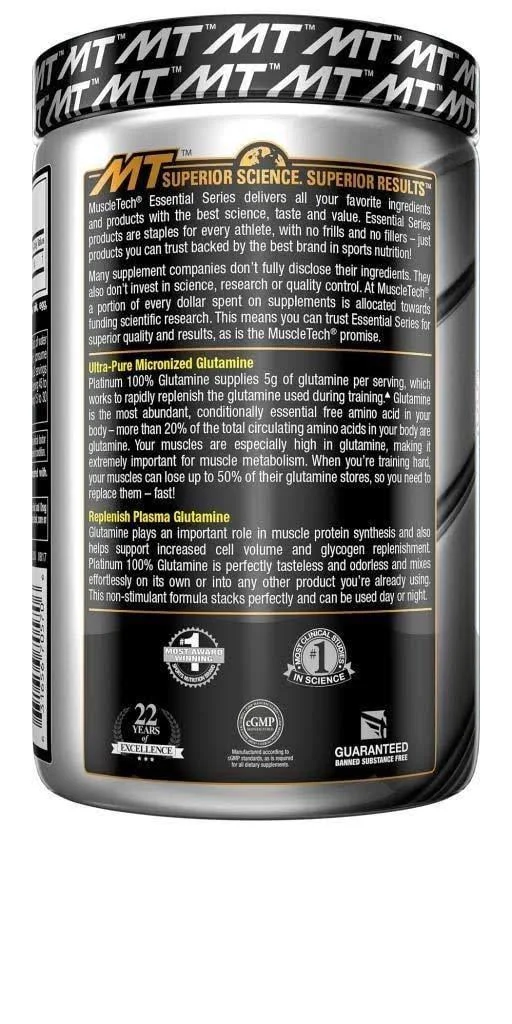 Platinum 100% Glutamine, Unflavored, 10.58 oz (300 g)