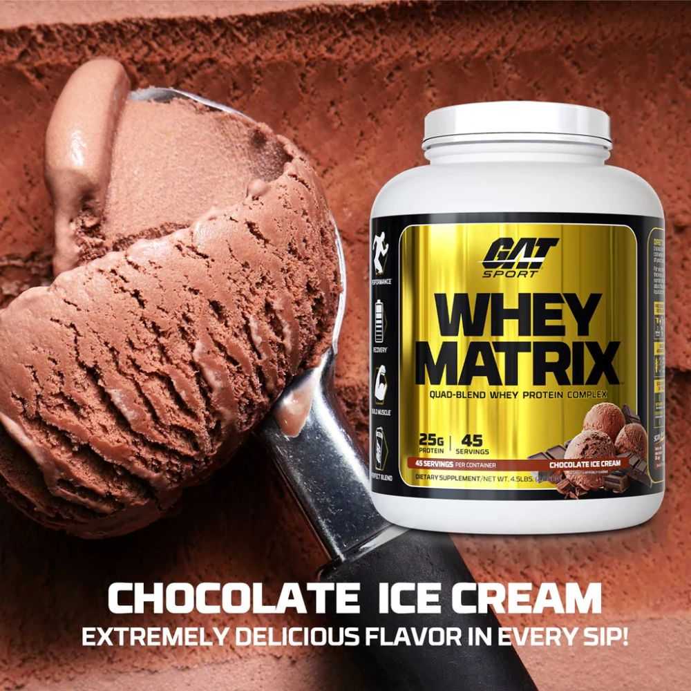 GAT Sport Whey Matrix Whey Protein 4.5lbs Chocolate Ice Cream Flavor