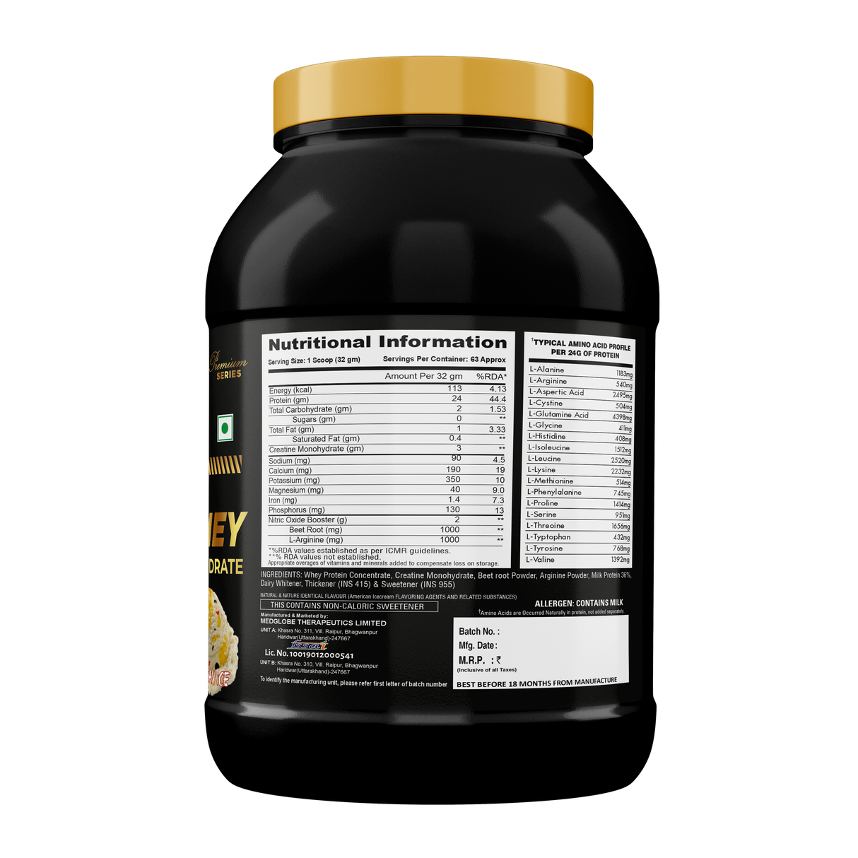 Eligator Premium Series Nitro Whey Protein With Added Creatine Monohydrate 2kg 63 Servings