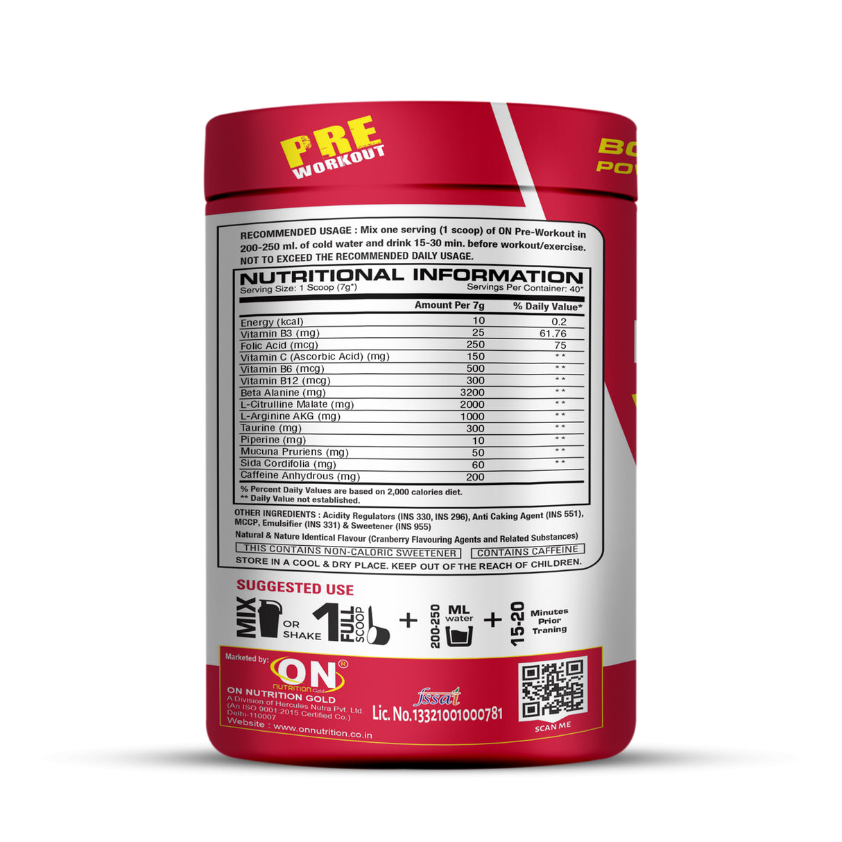 On Nutrition Gold Pre Workout - 280g (40 Servings)