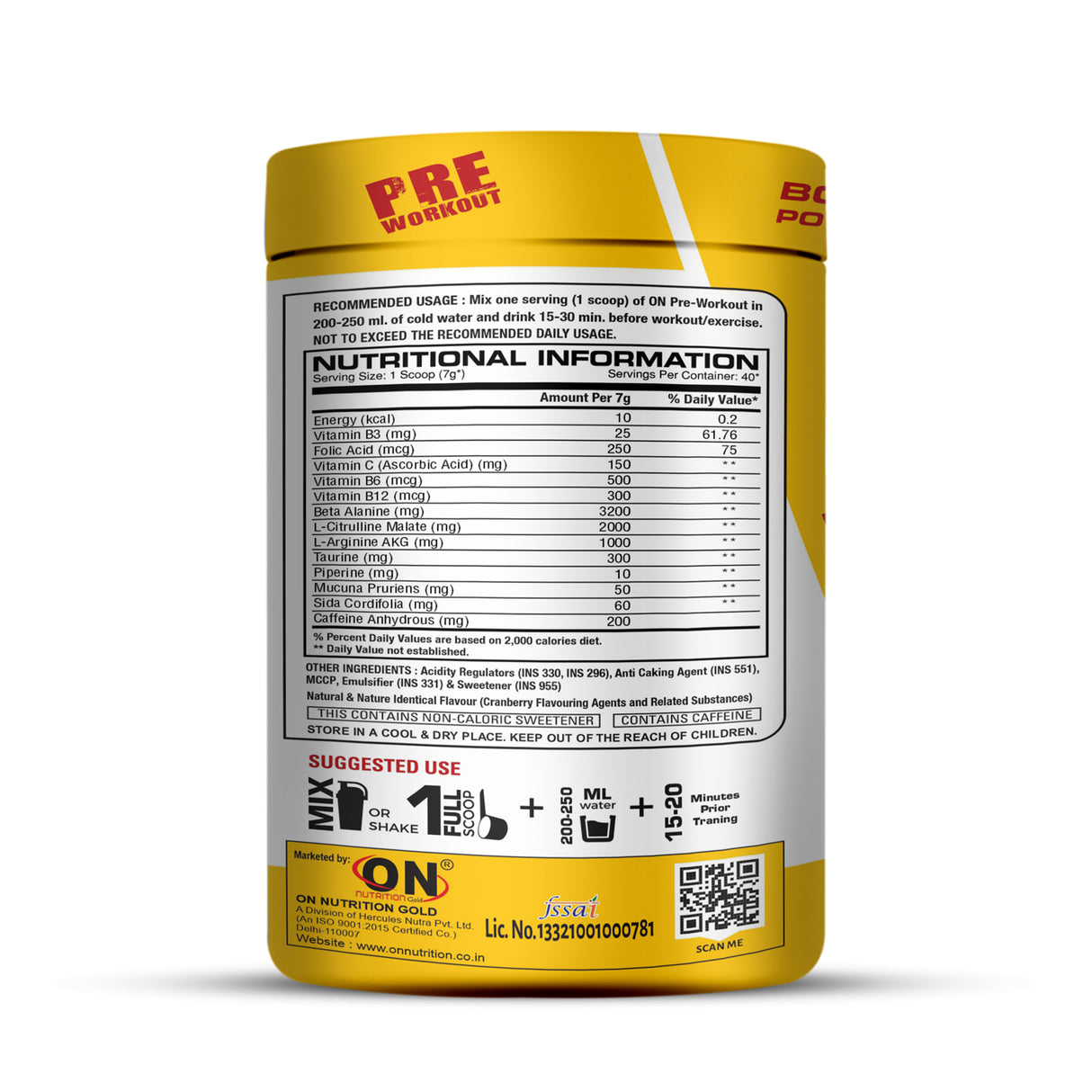 On Nutrition Gold Pre Workout - 280g (40 Servings)