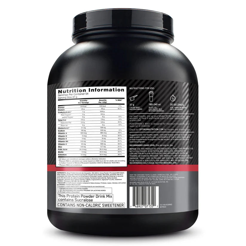 Optimum Nutrition Performance Whey 2kg | Premium Whey Protein Supplement