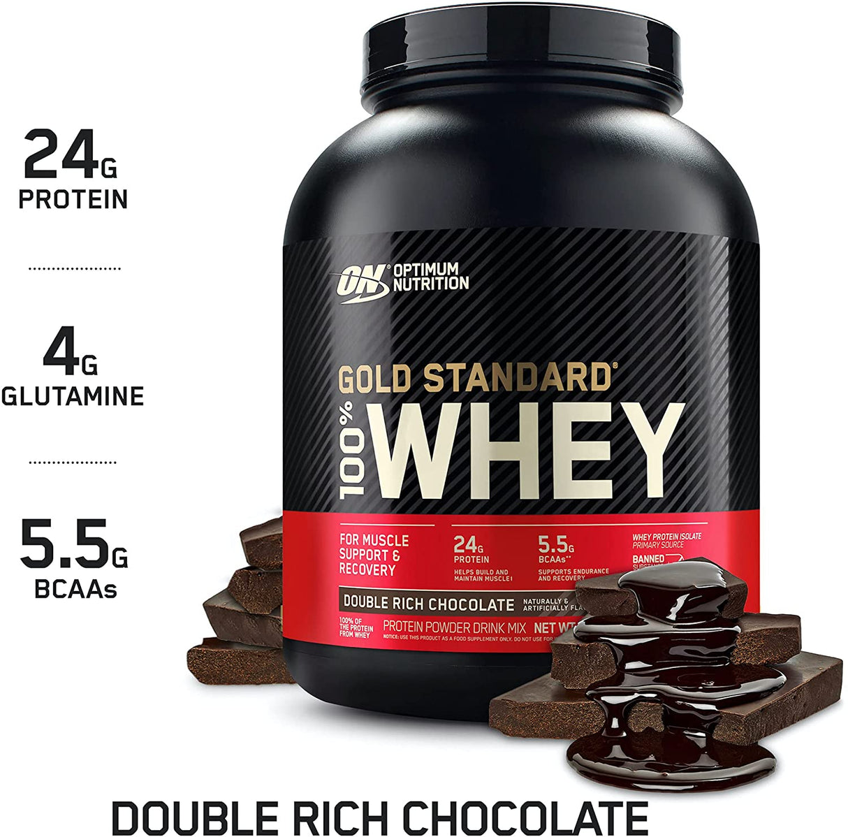 Optimum Nutrition (ON) Gold Standard 100% Protein Powder (2.27 kg, Double Rich Chocolate)