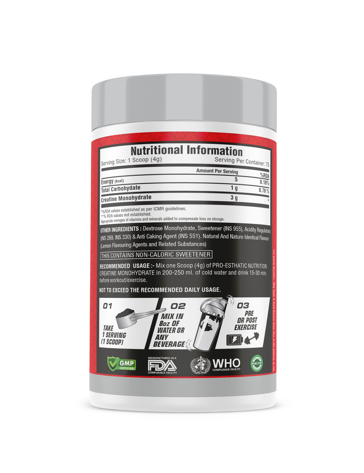 Pro-Esthatic Creatine Monohydrate 250gm 83 Servings