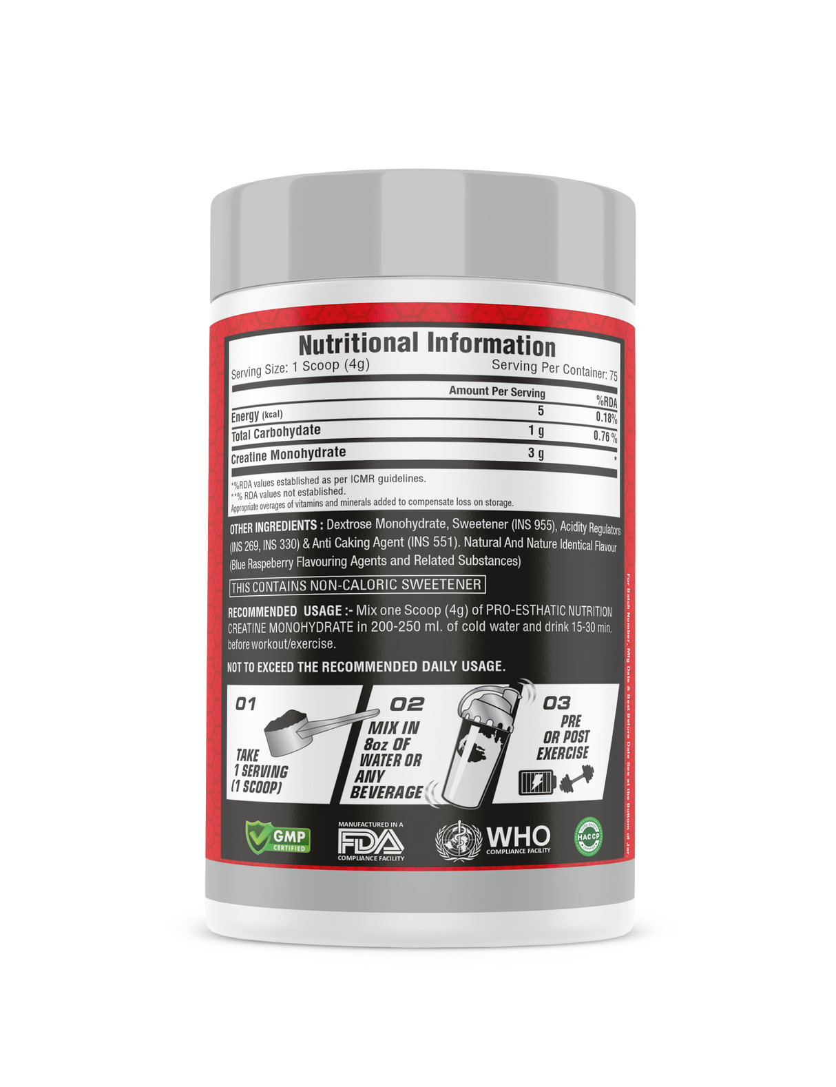 Pro-Esthatic Creatine Monohydrate 250gm 83 Servings