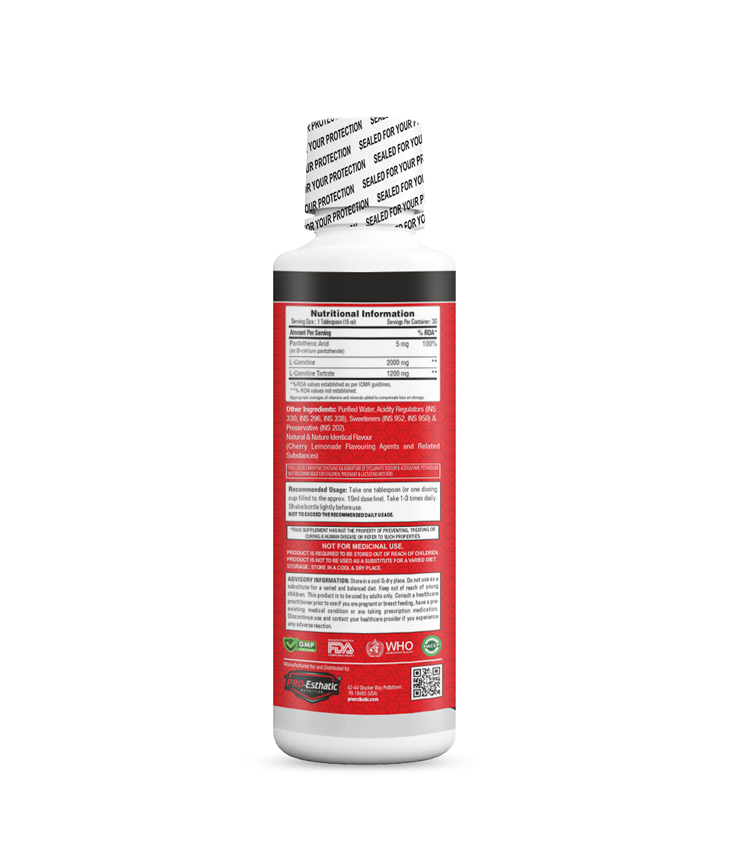Pro-Esthatic L-Carnitine 3200mg Liquid (450ml | 30 Servings) – Platinum Series