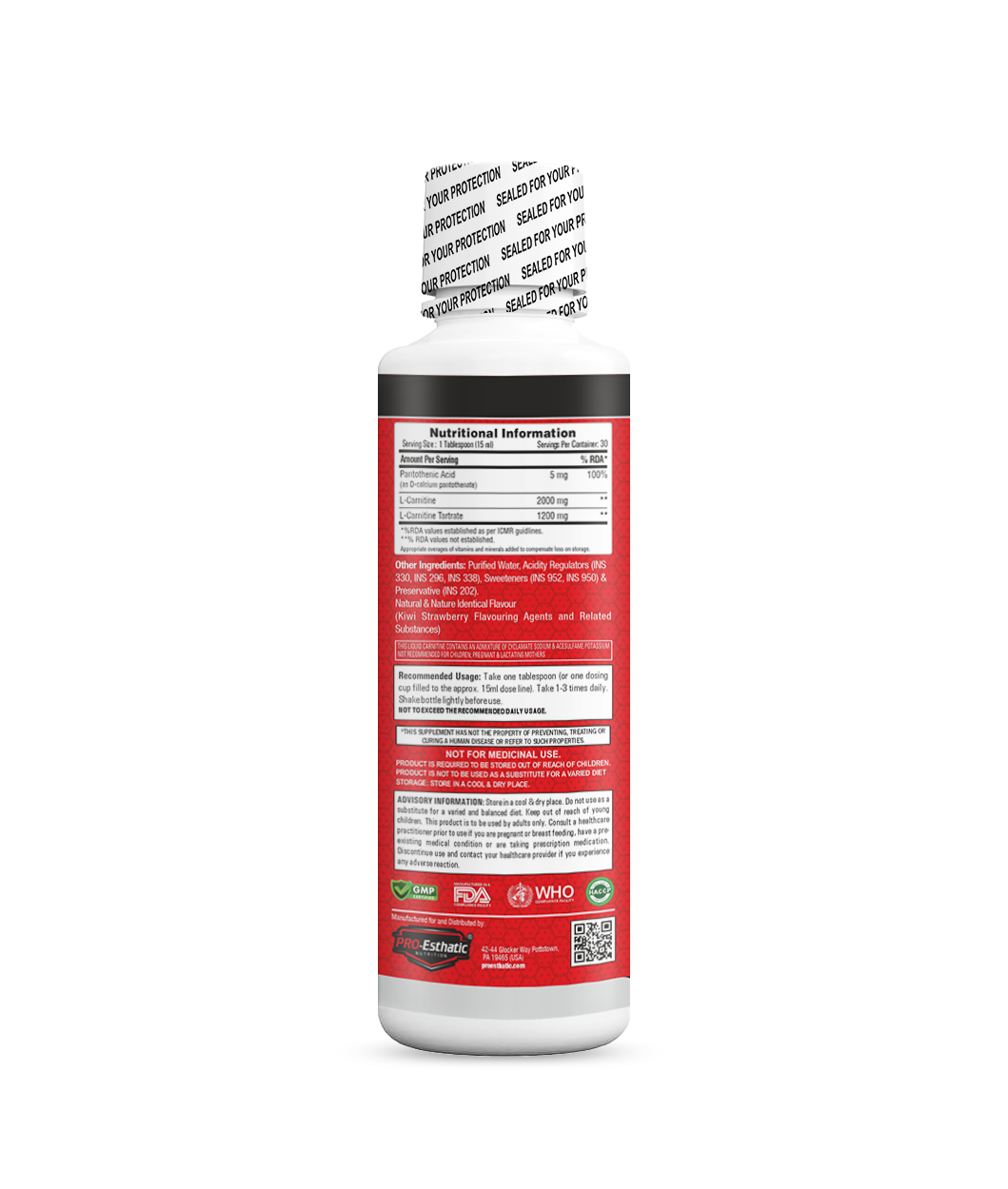 Pro-Esthatic L-Carnitine 3200mg Liquid (450ml | 30 Servings) – Platinum Series
