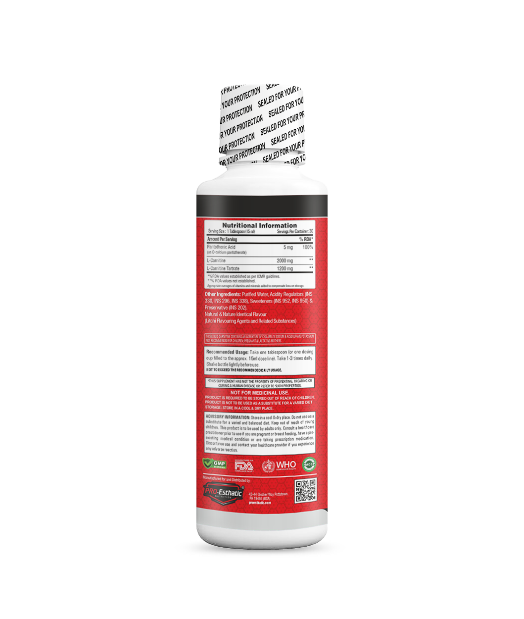 Pro-Esthatic L-Carnitine 3200mg Liquid (450ml | 30 Servings) – Platinum Series