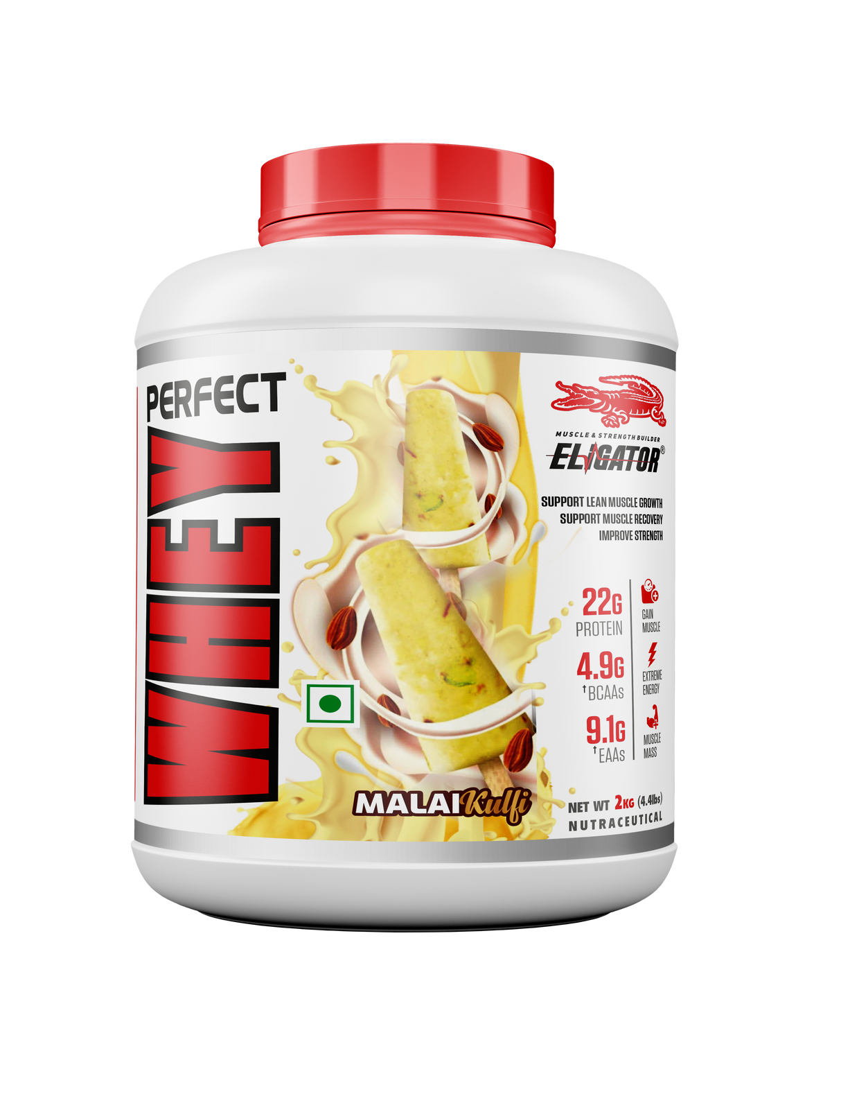 Eligator Perfect Whey Protein Powder- 2KG (4.4LBS)