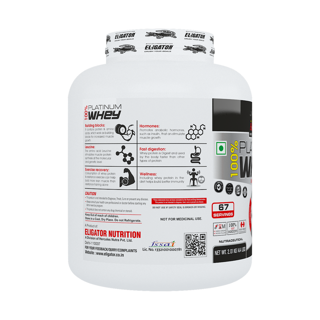 Eligator 100% Platinum Whey - 4.4lbs, 2.01 kg