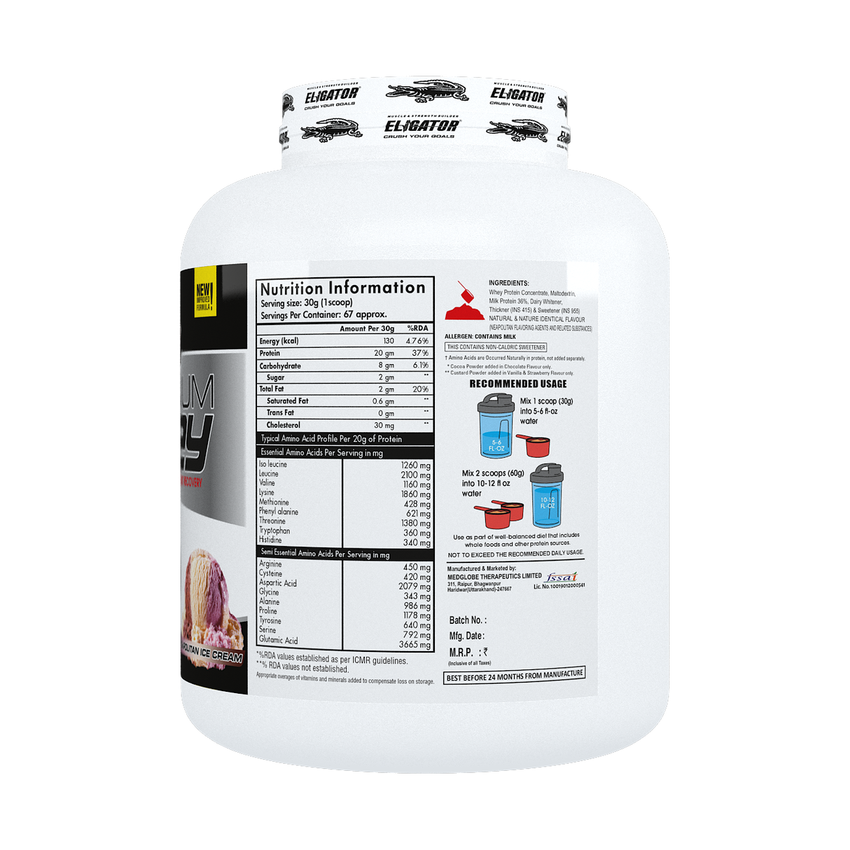 Eligator 100% Platinum Whey - 4.4lbs, 2.01 kg