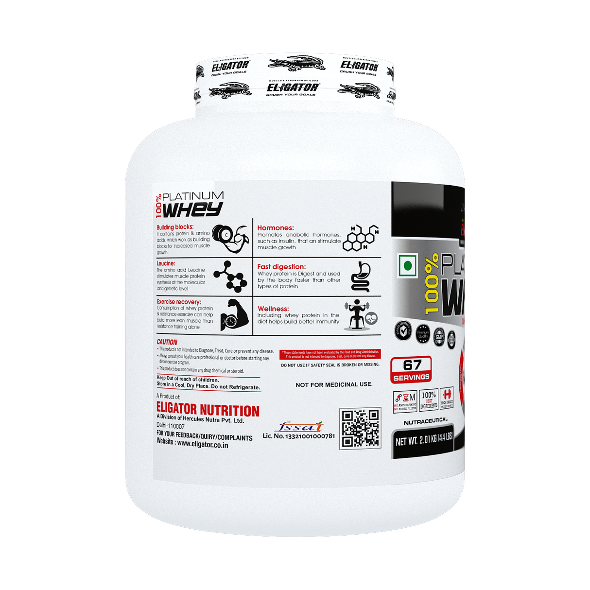 Eligator 100% Platinum Whey - 4.4lbs, 2.01 kg