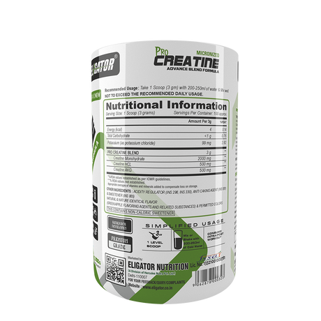 Eligator Pro Micronized Creatine Powder (100 Servings)