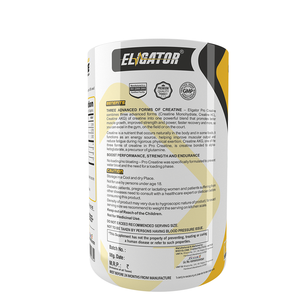 Eligator Pro Micronized Creatine Powder (100 Servings)