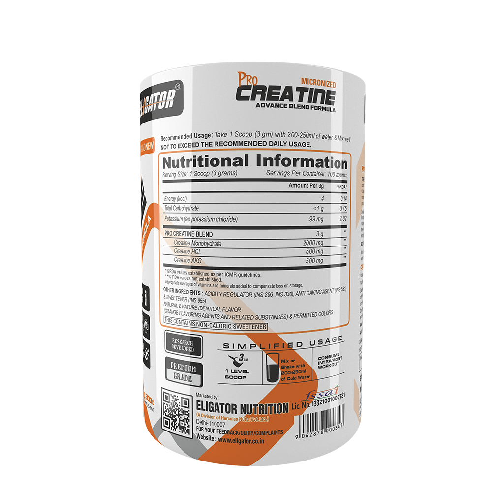 Eligator Pro Micronized Creatine Powder (100 Servings)