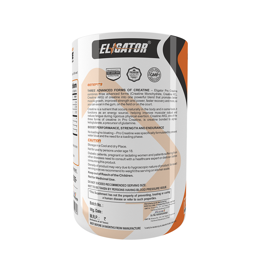 Eligator Pro Micronized Creatine Powder (100 Servings)