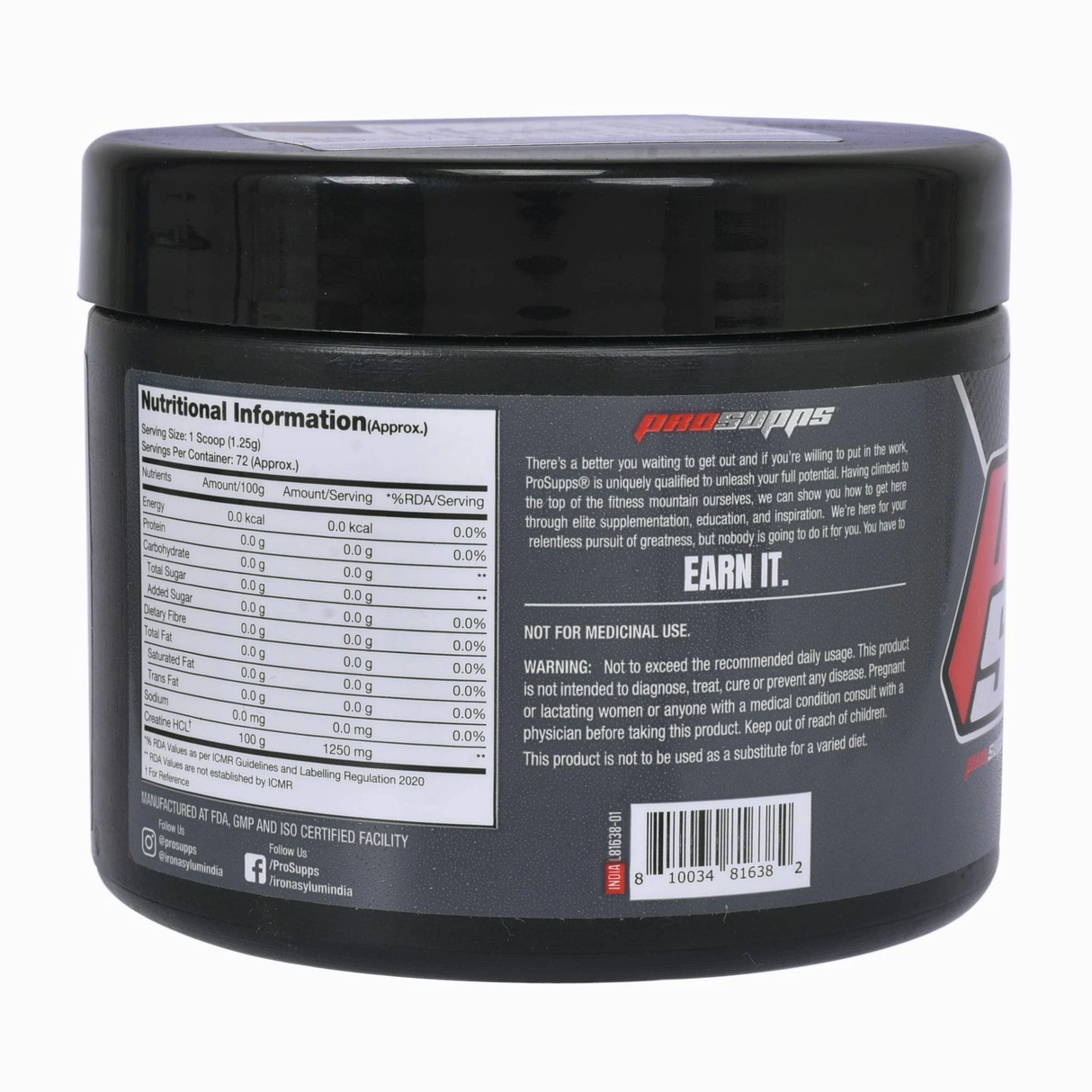 Prosupps creatine HCl 90g, 72 Servings