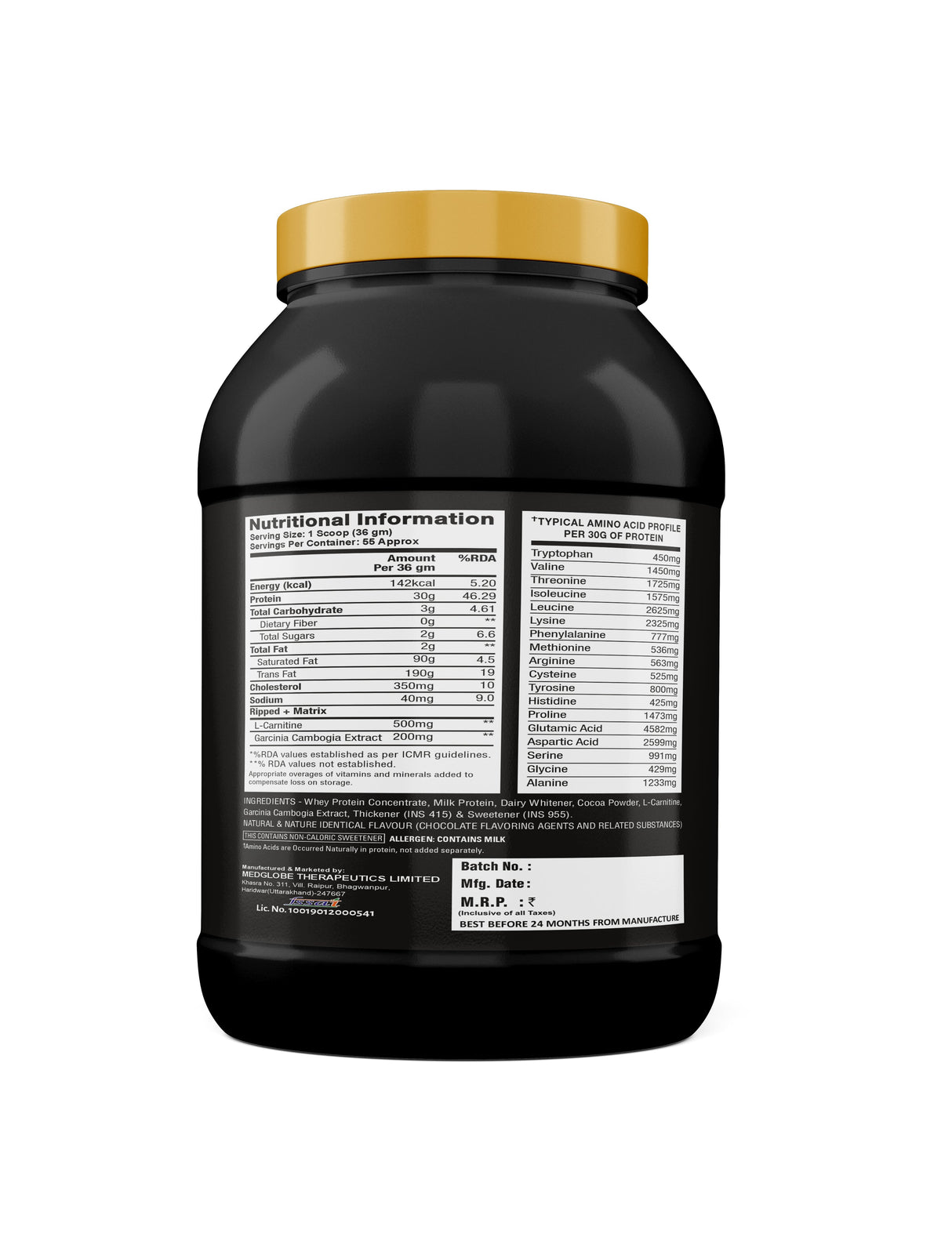 Eligator Premium Series Ripped Whey - 100% Fusion Ripped Whey Protein 2kg 55 Servings