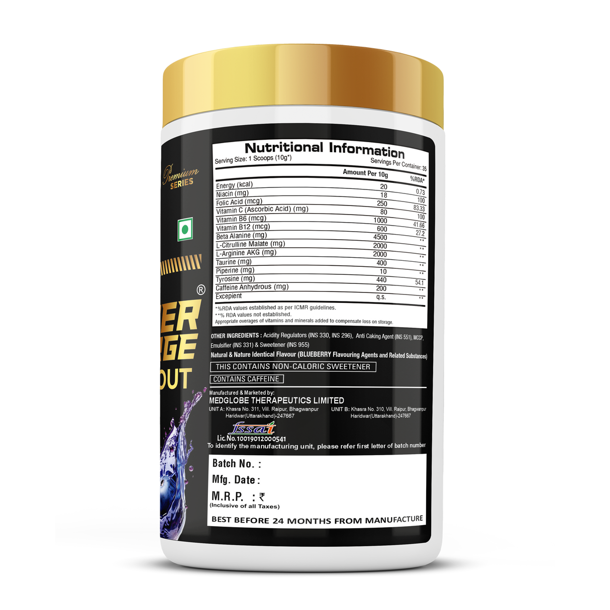 Premium Series Super Charge Pre-Workout - 350g (35 Servings)