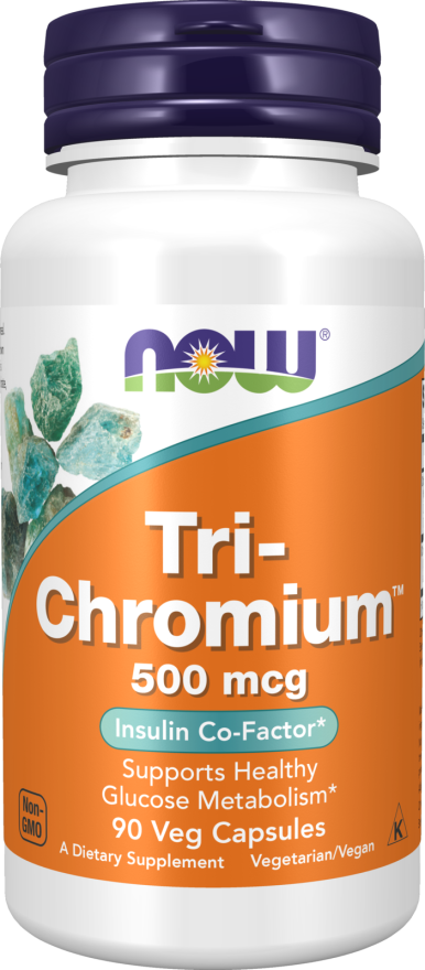 NOW Supplements, Tri-Chromium™ 500 mcg with Cinnamon, Insulin Co-Factor*, 90 Veg Capsules