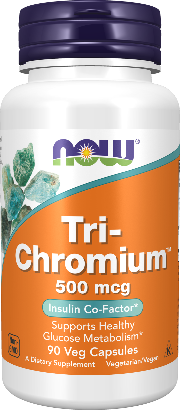 NOW Supplements, Tri-Chromium™ 500 mcg with Cinnamon, Insulin Co-Factor*, 90 Veg Capsules