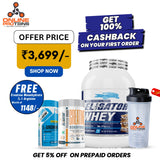 Eligator Whey Protein - 2kg with Free Creatine Monohydrate 100gm & Eligator L-Arginine 60 Tablets
