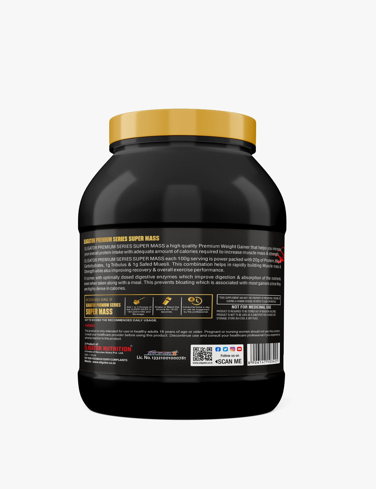 Eligator Premium Series Super Mass - Massive Mass Gainer 900gm