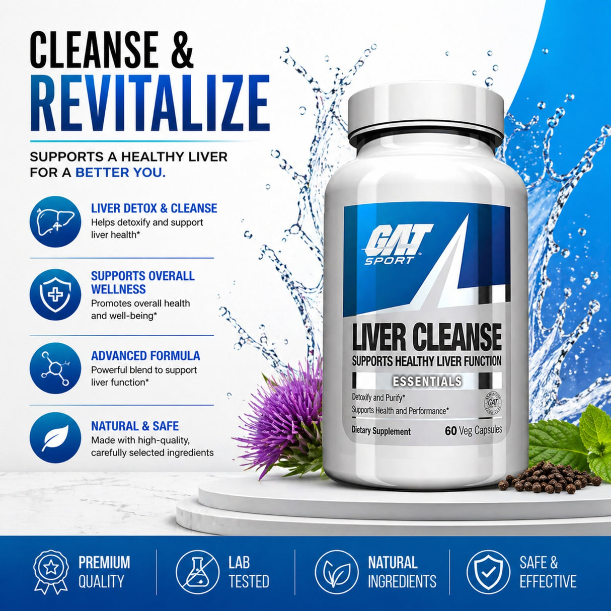 GAT Liver Cleanse Vegetable Capsules - 60 Capsules