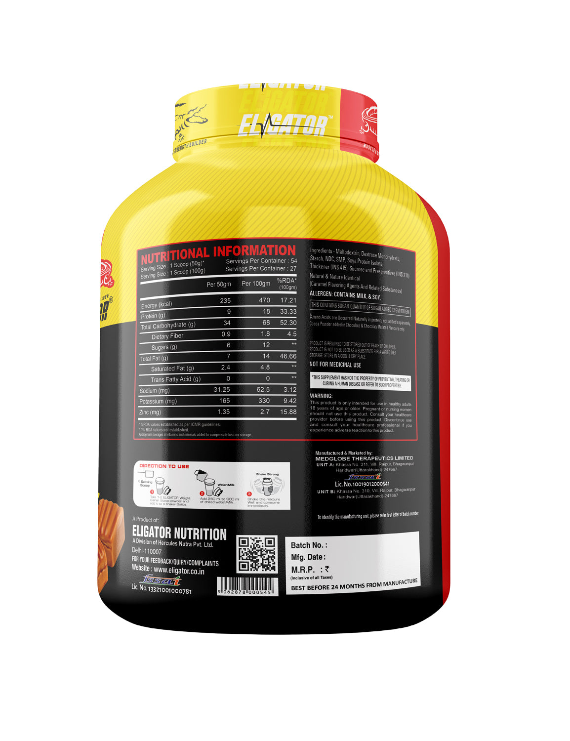 Eligator High Protein Weight Gainer 2.7Kg (6lbs)