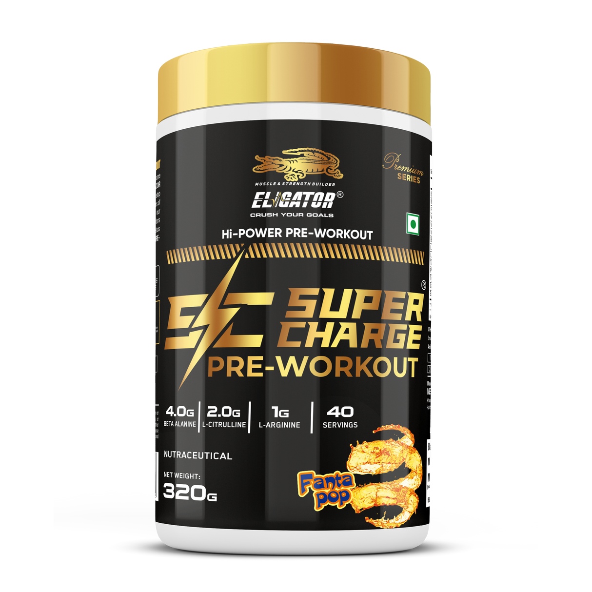 Eligator Premium Series Super Charge Pre Workout 350gm 35 Servings