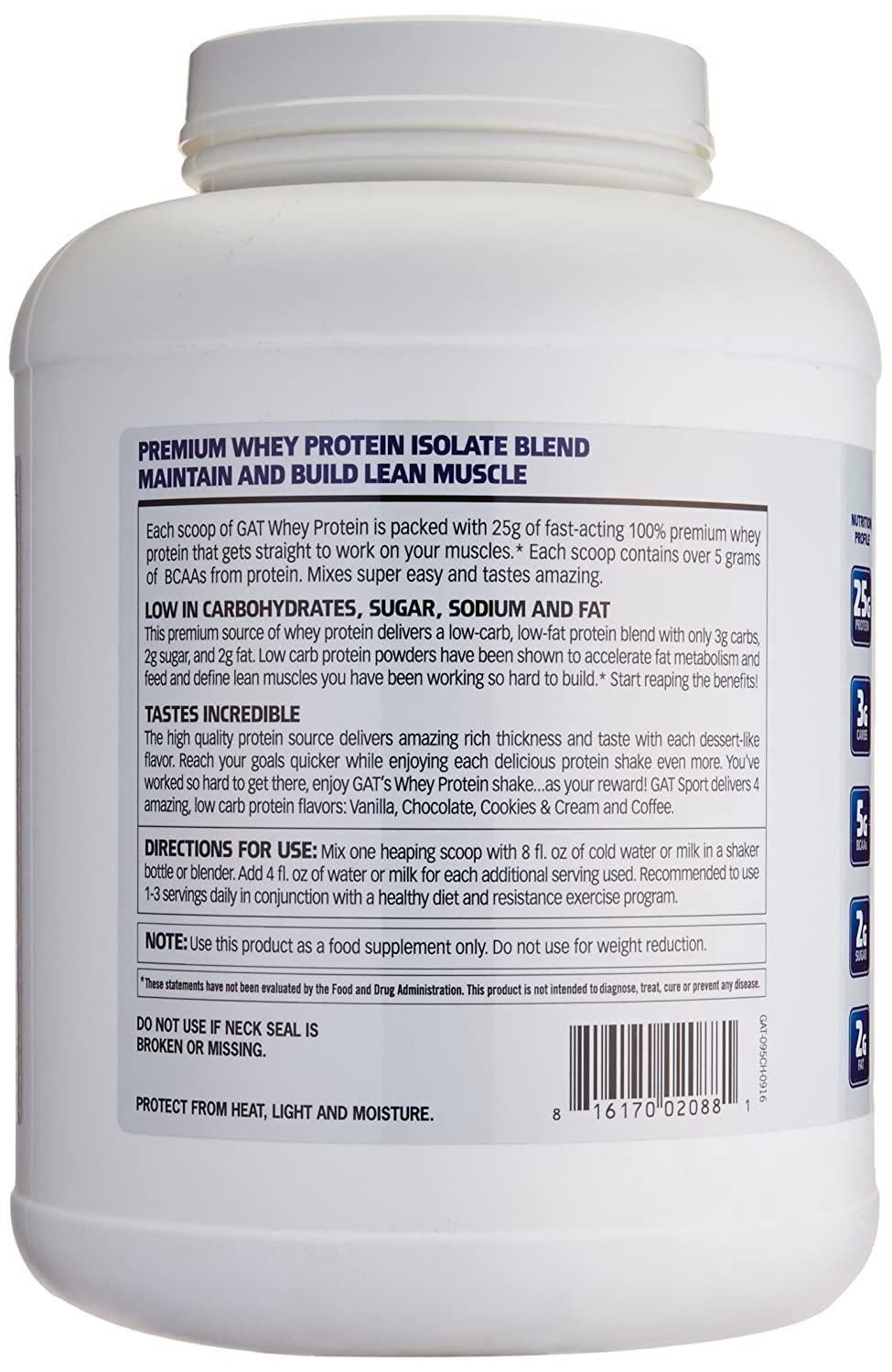 GAT Whey Protein Isolate Blend Muscle Protein |  5lbs