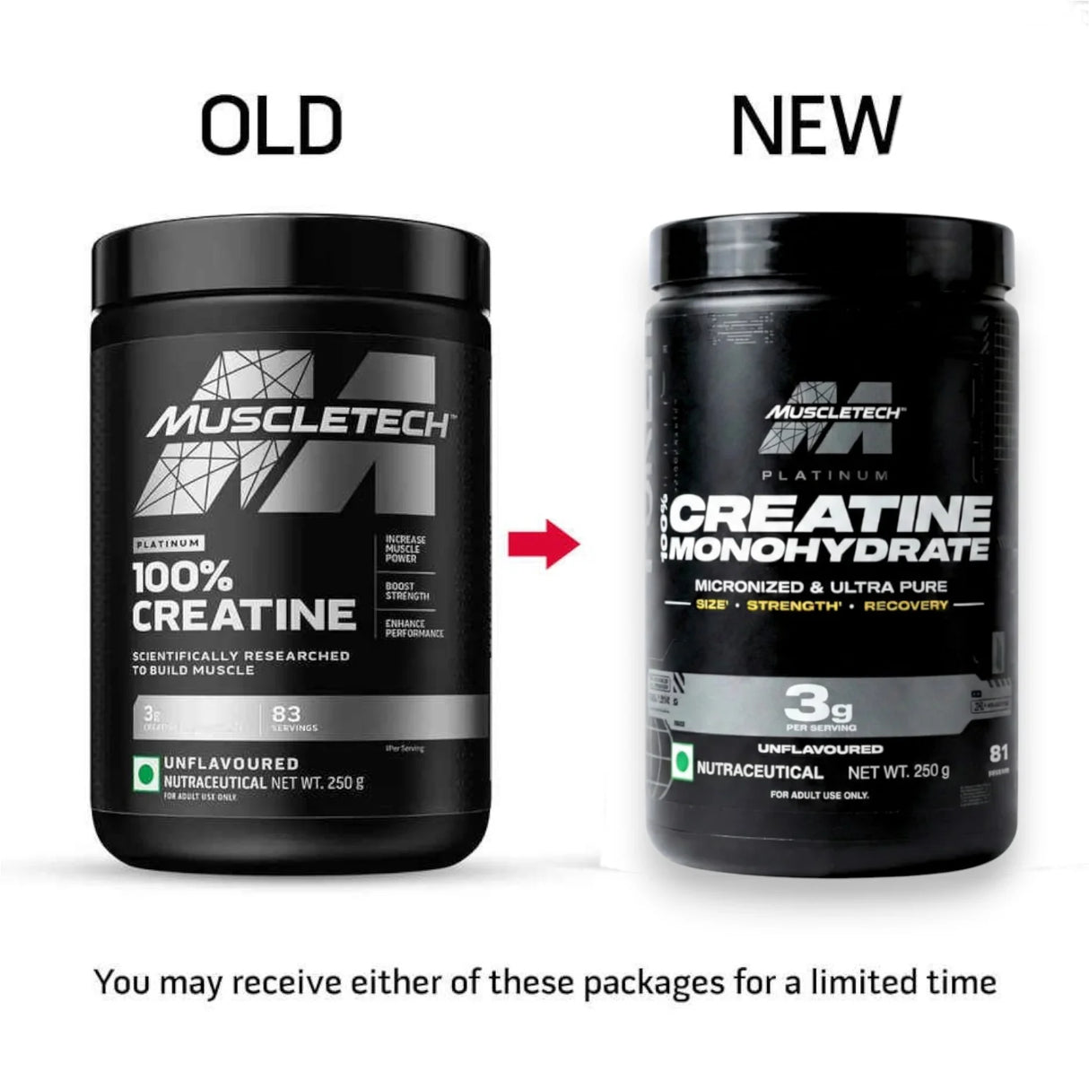 MuscleTech Platinum 100% Creatine - 250g (83 Servings) Unflavoured