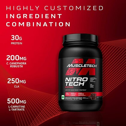 Muscletech Nitro Tech Ripped Whey Protein, Chocolate Fudge Brownie (1.81 Kg)