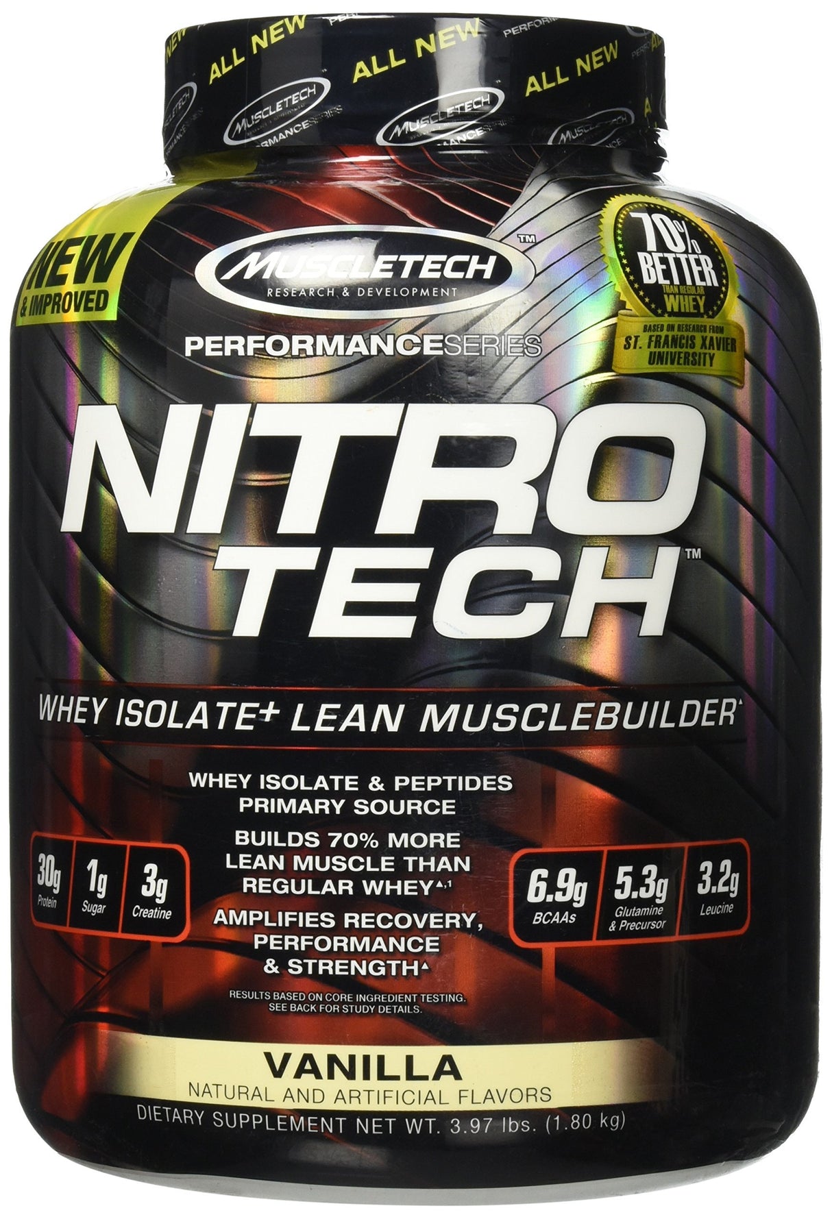 MuscleTech NitroTech Vanilla Cream Whey Protein Powder