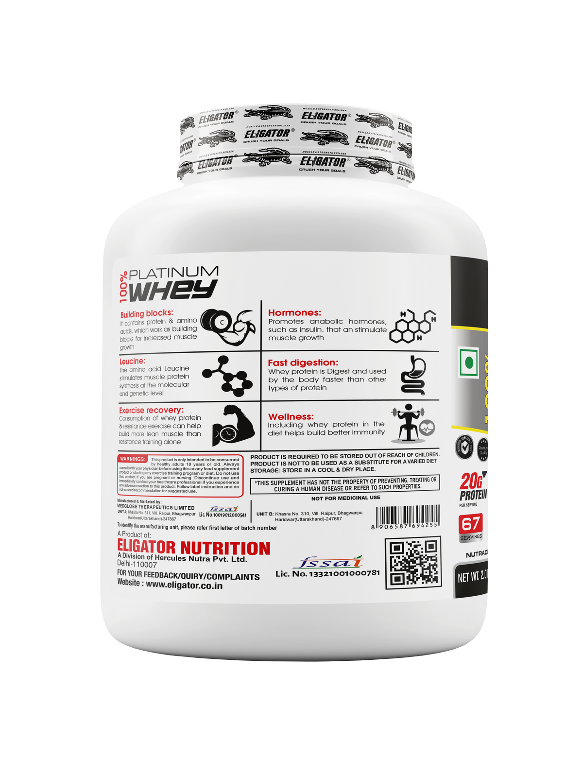 Eligator 100% Platinum Whey 2.1 kg 4.4lbs